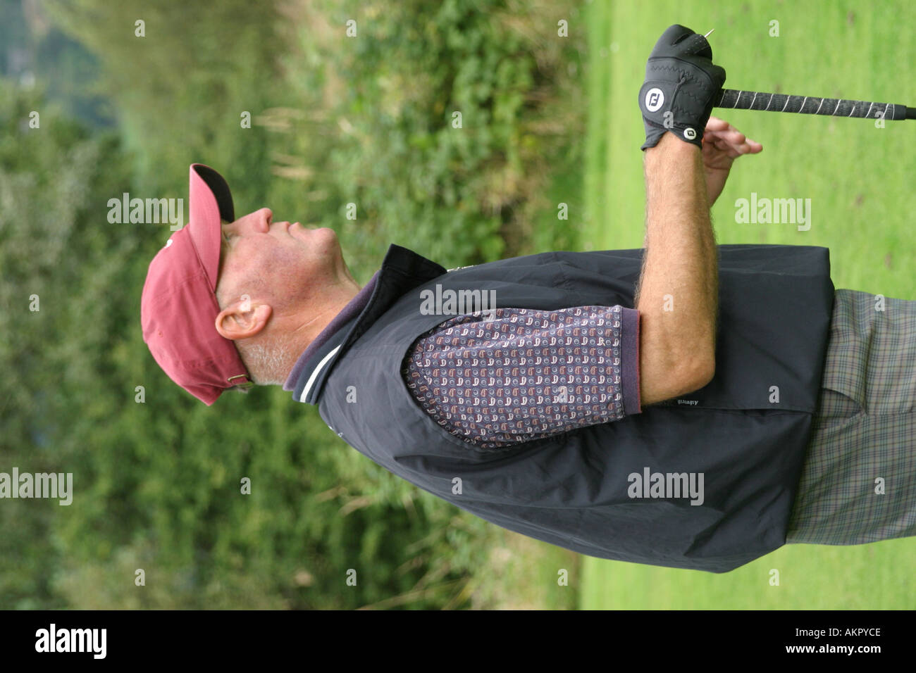 golfer contemplating his shot Stock Photo