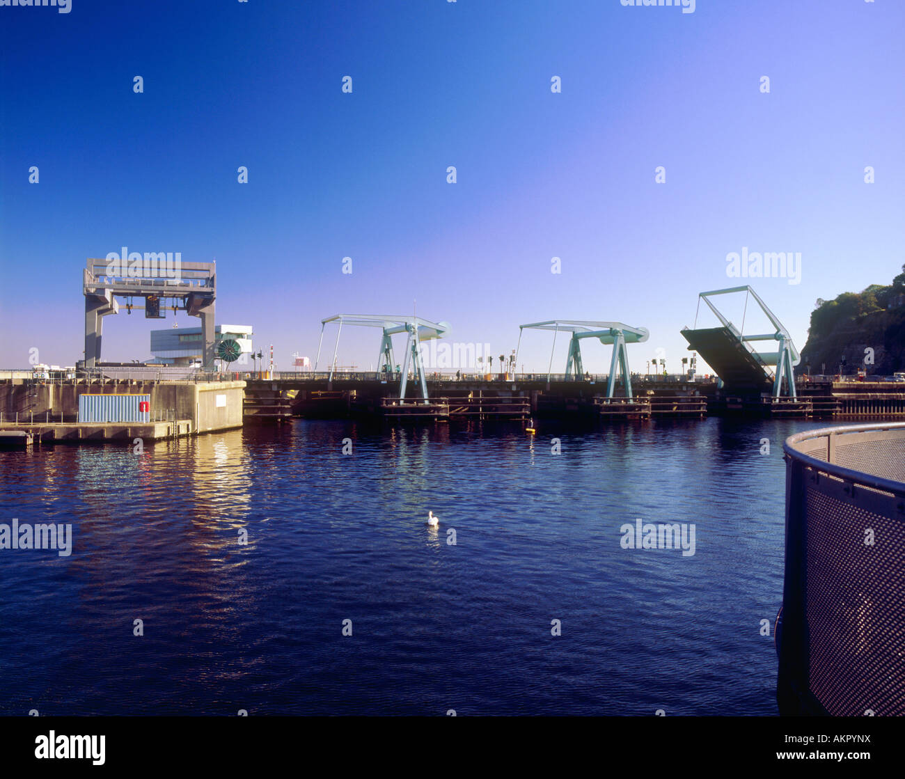 Morglawdd Bae Caerdydd / "Cardiff Bay" Barrage near Penarth South Wales Stock Photo