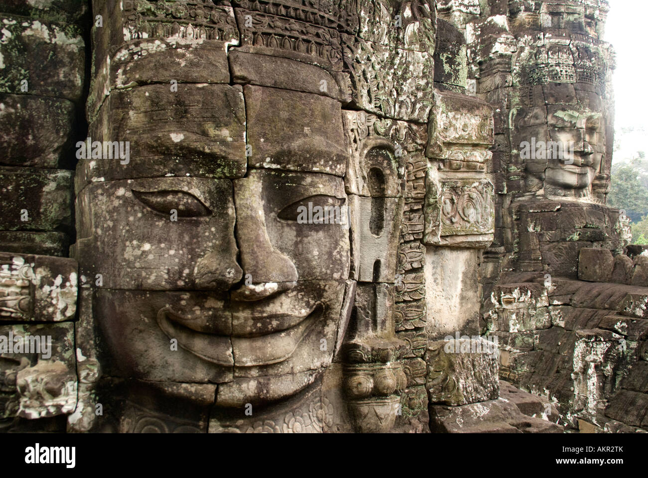 Stone face of Boddhisattva on Bayon Temple Stock Photo