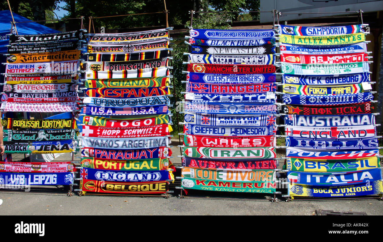 football, spectators, football fans, fan shop, sales stand with scarfs,  club scarfs, D-Wuppertal, Wupper, Bergisches Land, North Rhine-Westphalia,  SV Wuppertal, Zoo Stadium Stock Photo - Alamy