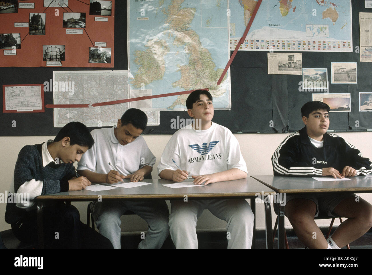 Geography class in secondary school Stock Photo