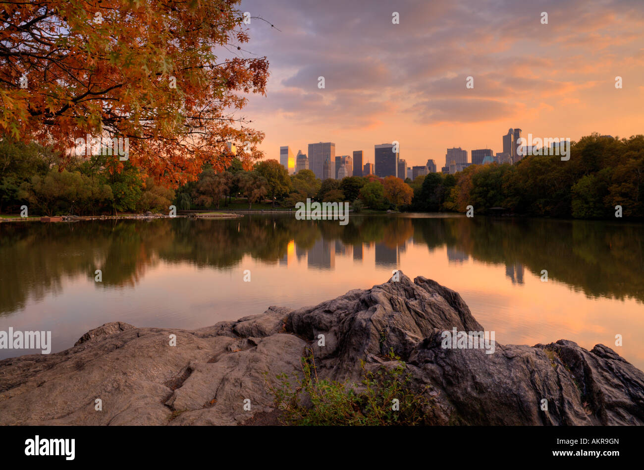 Central Park Sunset Stock Photo Alamy