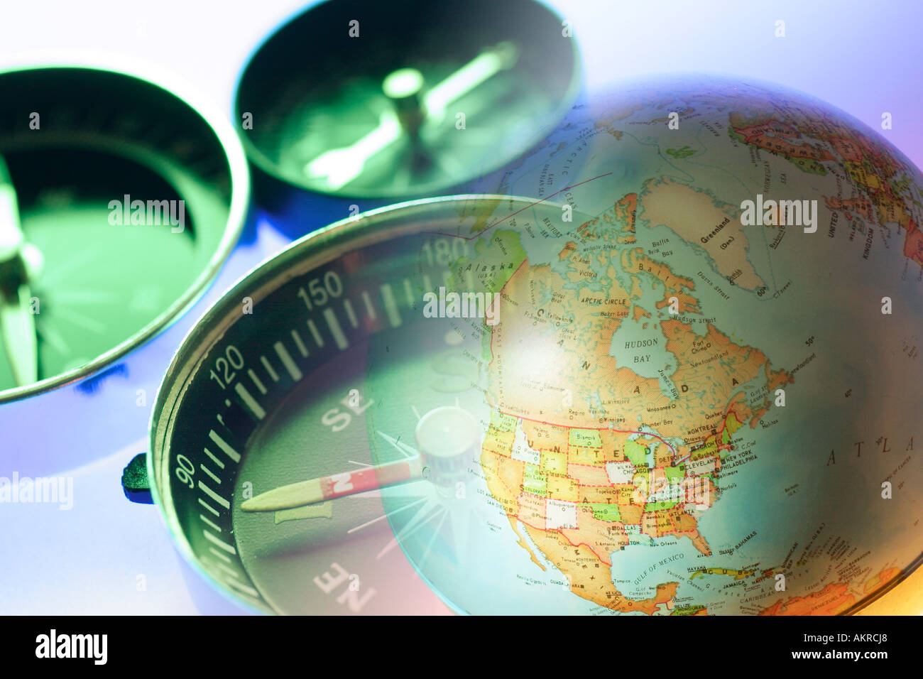 Globe and Compasses Stock Photo - Alamy