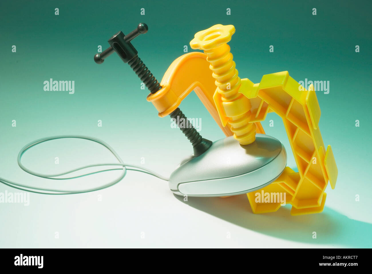 Toy Plastic Clamp with Computer Mouse Stock Photo