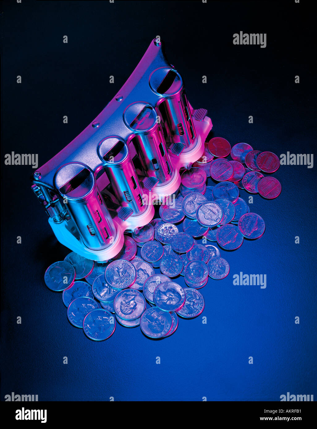 belt coin changer with coins in color Stock Photo Alamy