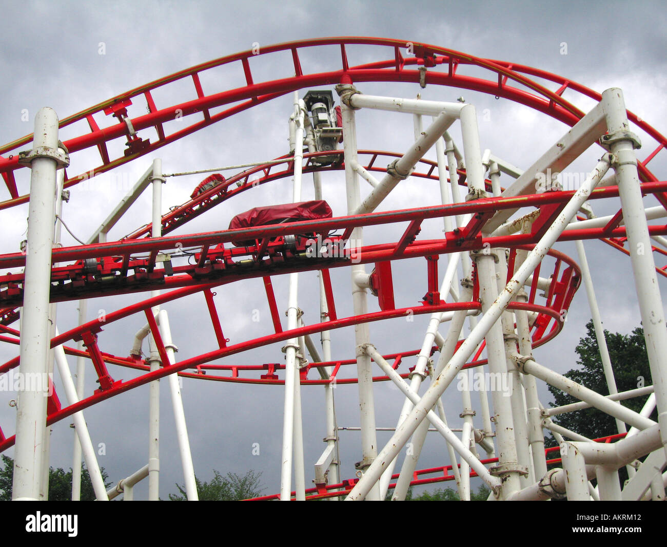Tangled detail of roller coaster tracks Stock Photo Alamy