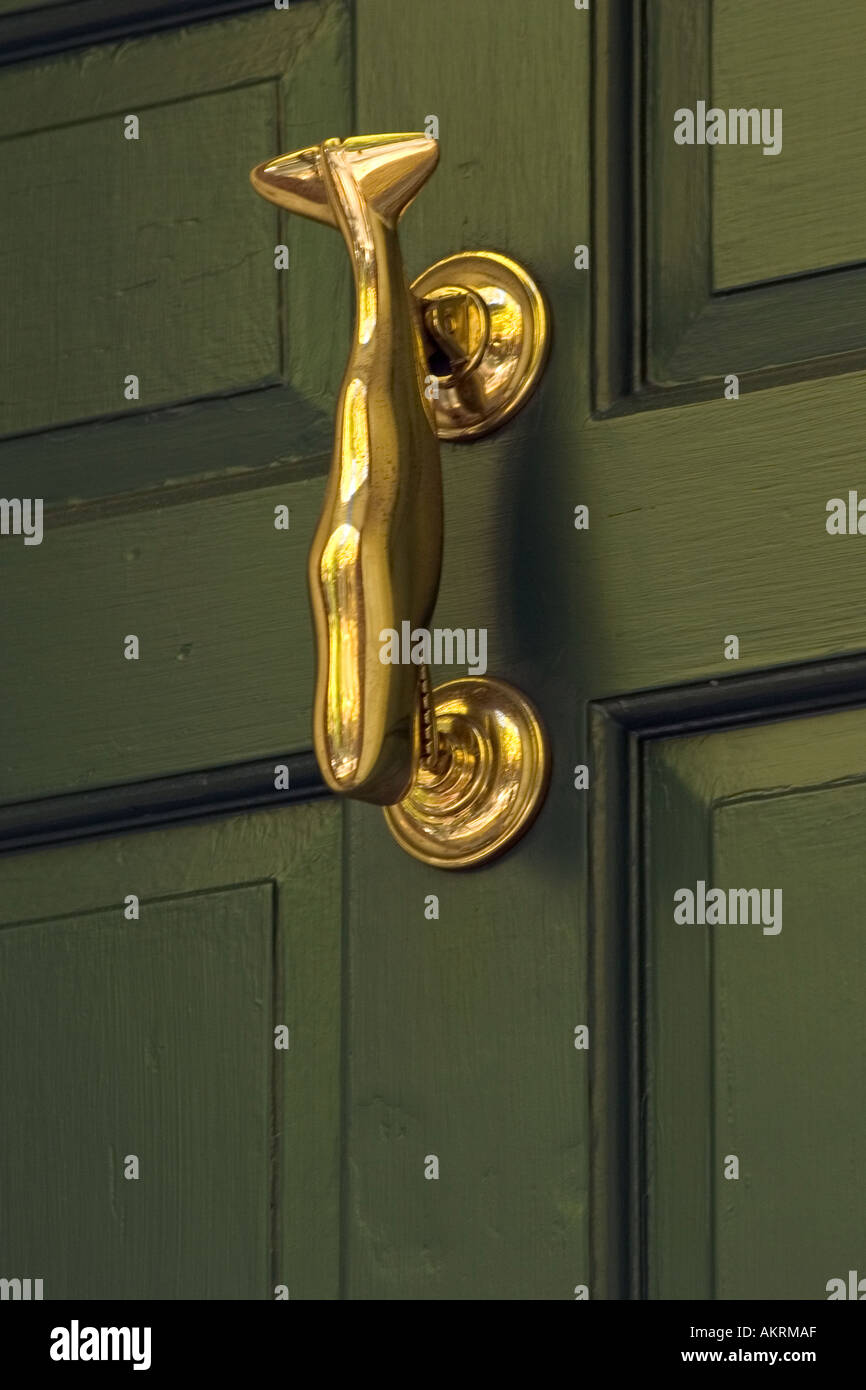Brass Whale Door Knocker On Beacon Hill House Boston Massachusetts