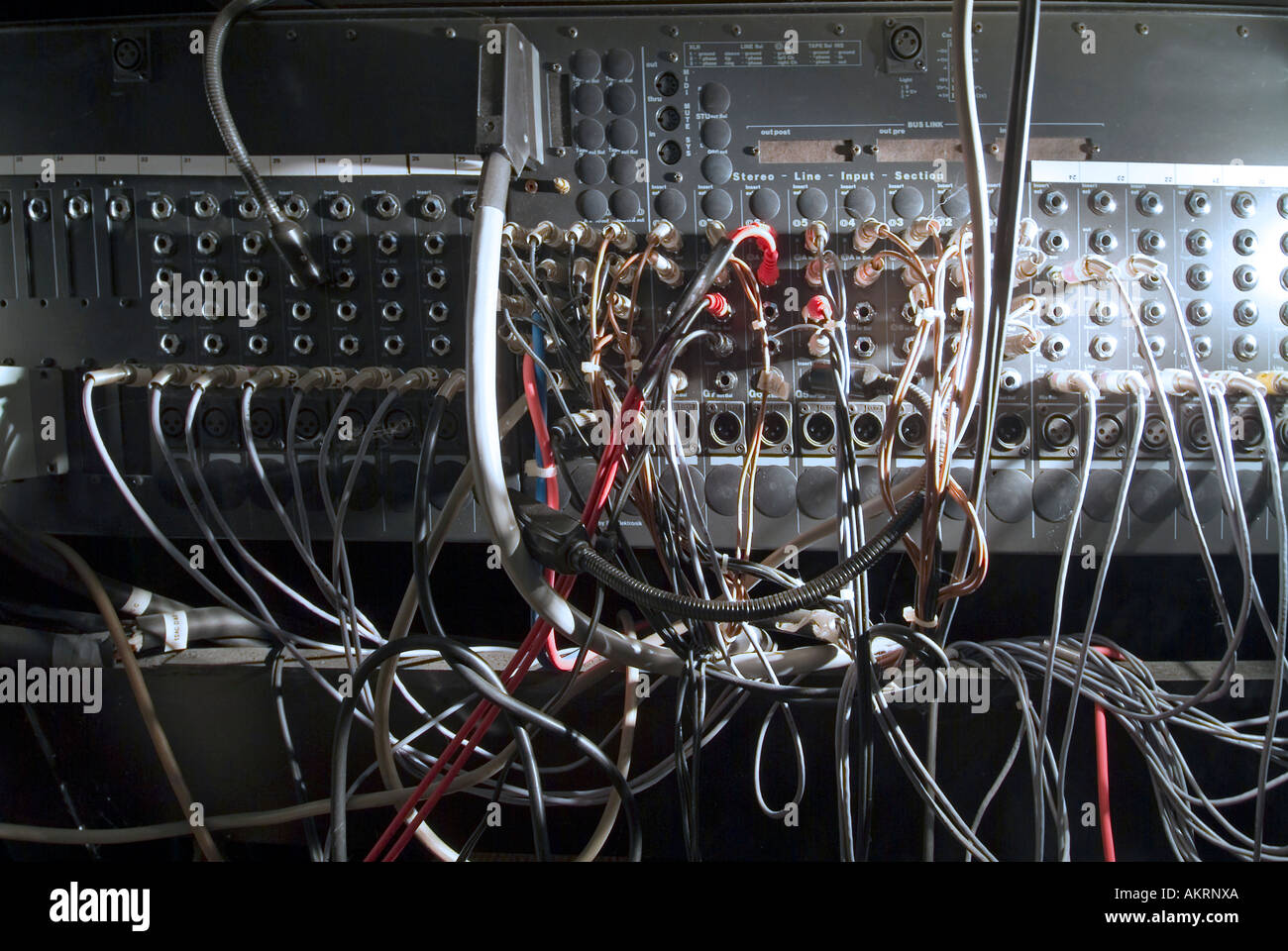 working in recording studio cinch plugs plugs connectors cables in a studio Stock Photo Alamy