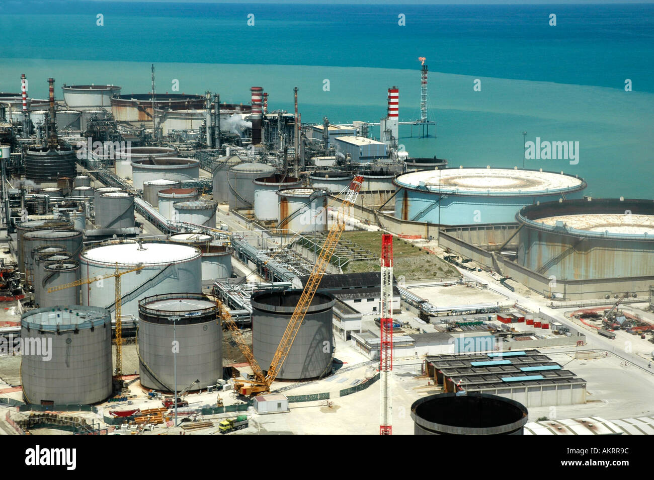 Ancona oil terminal from the air Le Marche the Marches Region Italy 1 Stock Photo