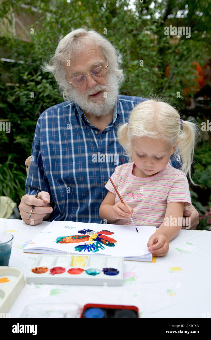 Grandfather with granddaughter Stock Photo