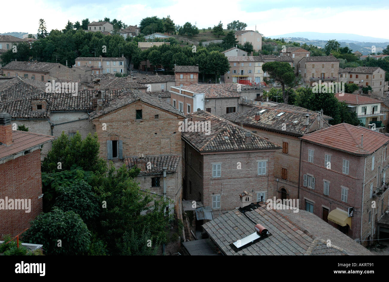 View of the town of Sant Angelo in Pontano Marche Region Italy Stock Photo