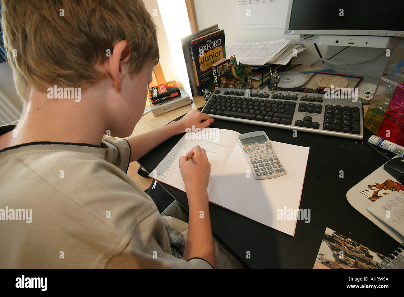 boy studying maths for his homework Stock Photo - Alamy