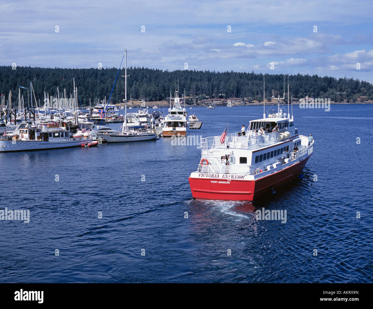 The Victoria Express a fast ferry to Victory British Columbia from Seattle Washington Stock Photo