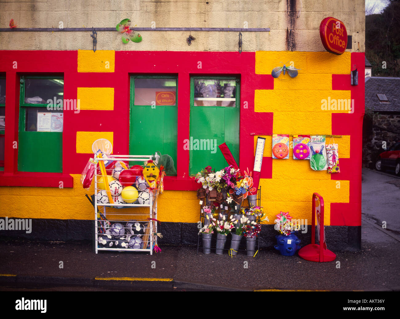 Brightly painted Post Office, Tobermory, Isle of Mull, Scotland Stock