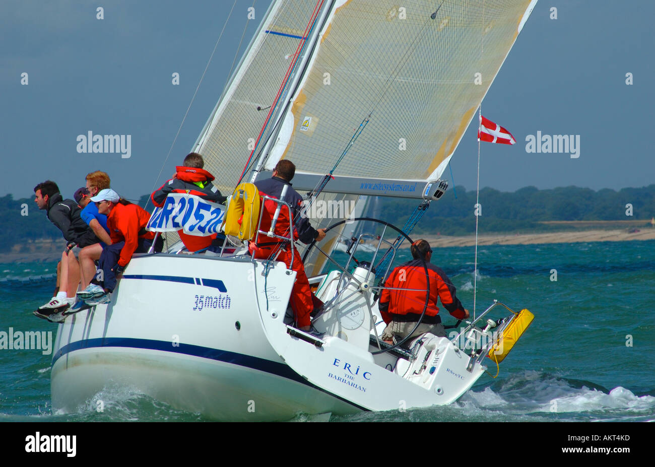 Racing Yacht, Cowes Week, Cowes, Isle of Wight, England, UK, GB. Stock Photo