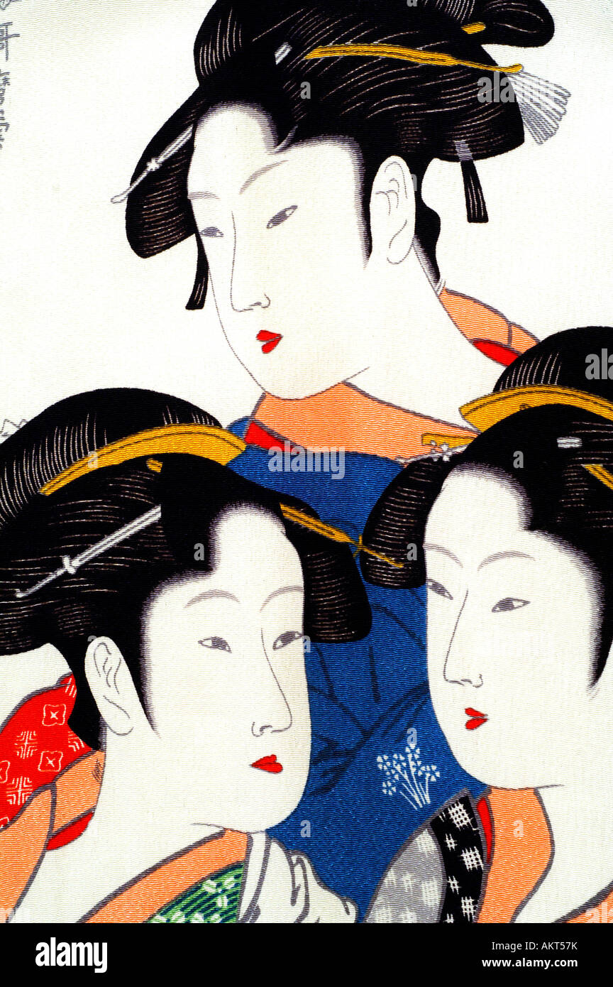 Asia, Japan. Japanese silk art. Female figures on silk. Property release  Stock Photo - Alamy