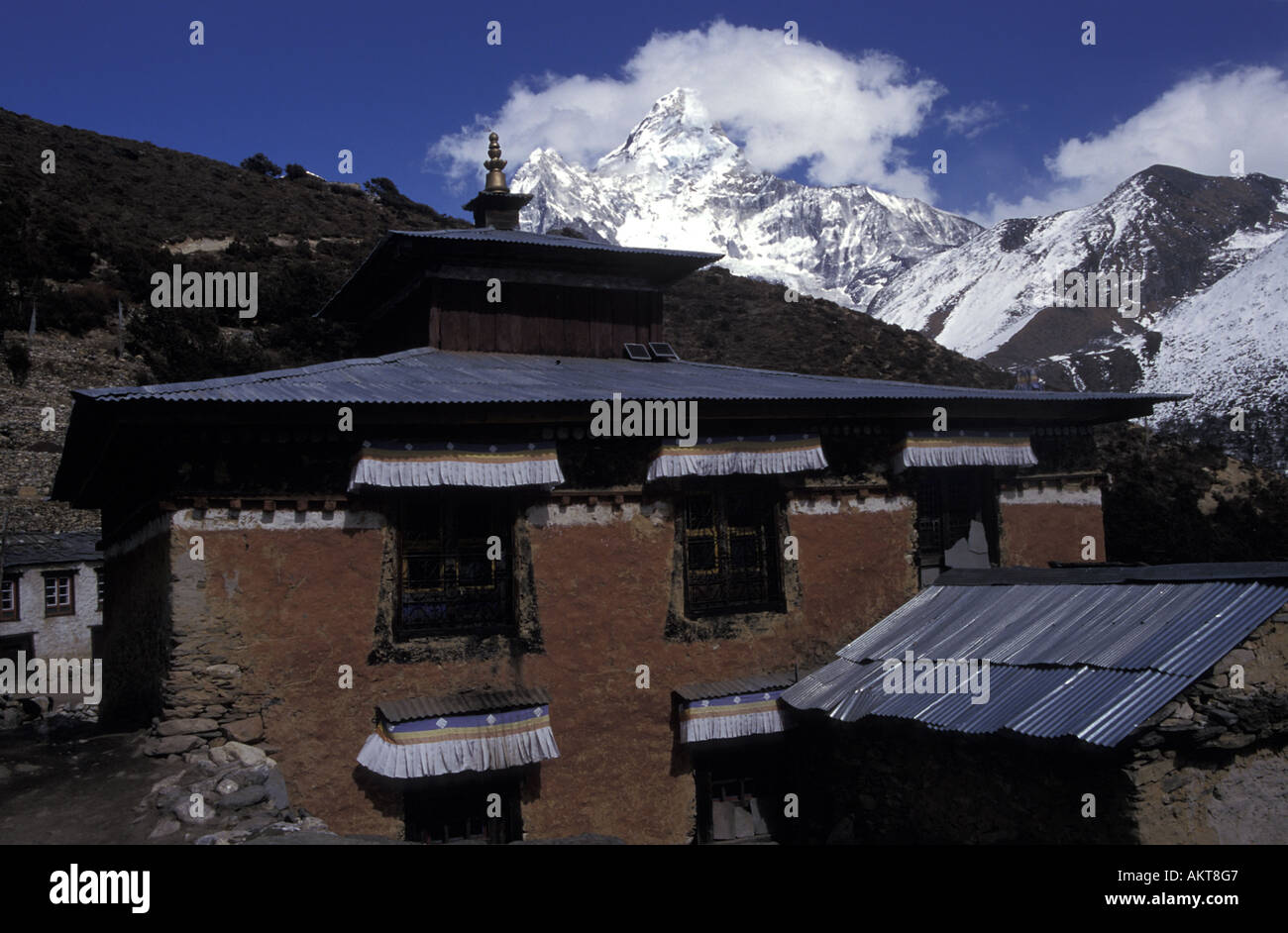 Pangboche gompa Solu Khumbu Nepal site of theft of yeti scalp, allegedly by Japanese tourists Stock Photo