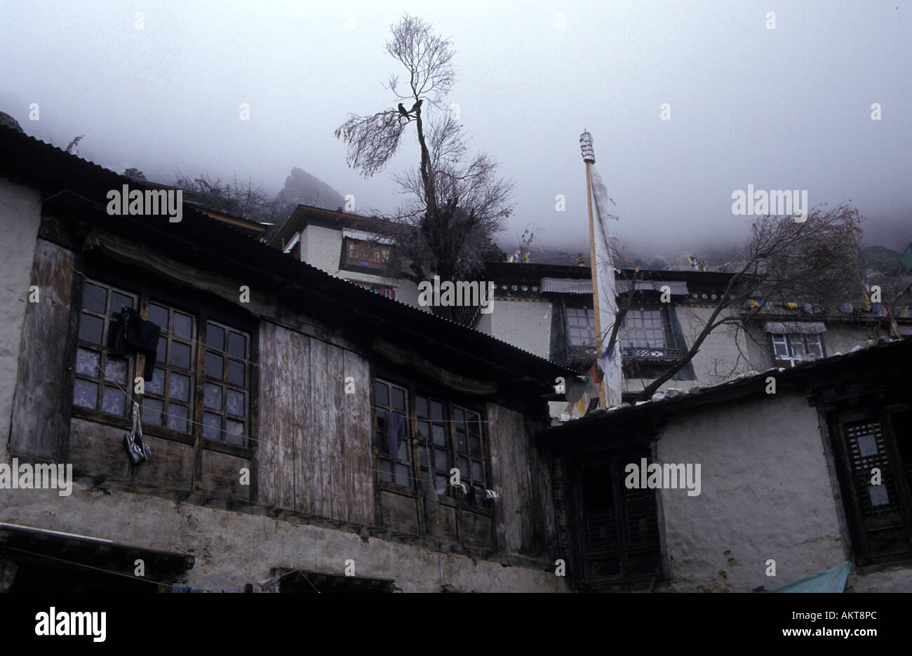 traditional Sherpa home Namche Bazaar Solu Khumbu Nepal Stock Photo