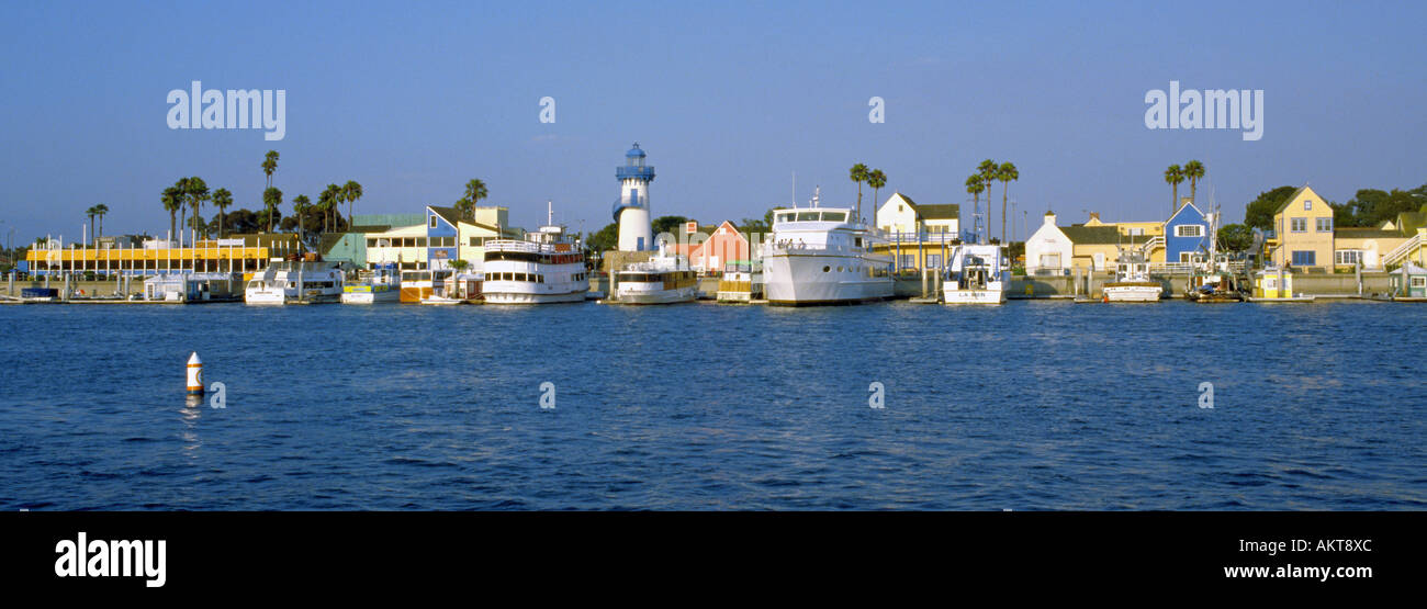 Very wide view of popular Fisherman's Village in Marina del Rey Stock Photo