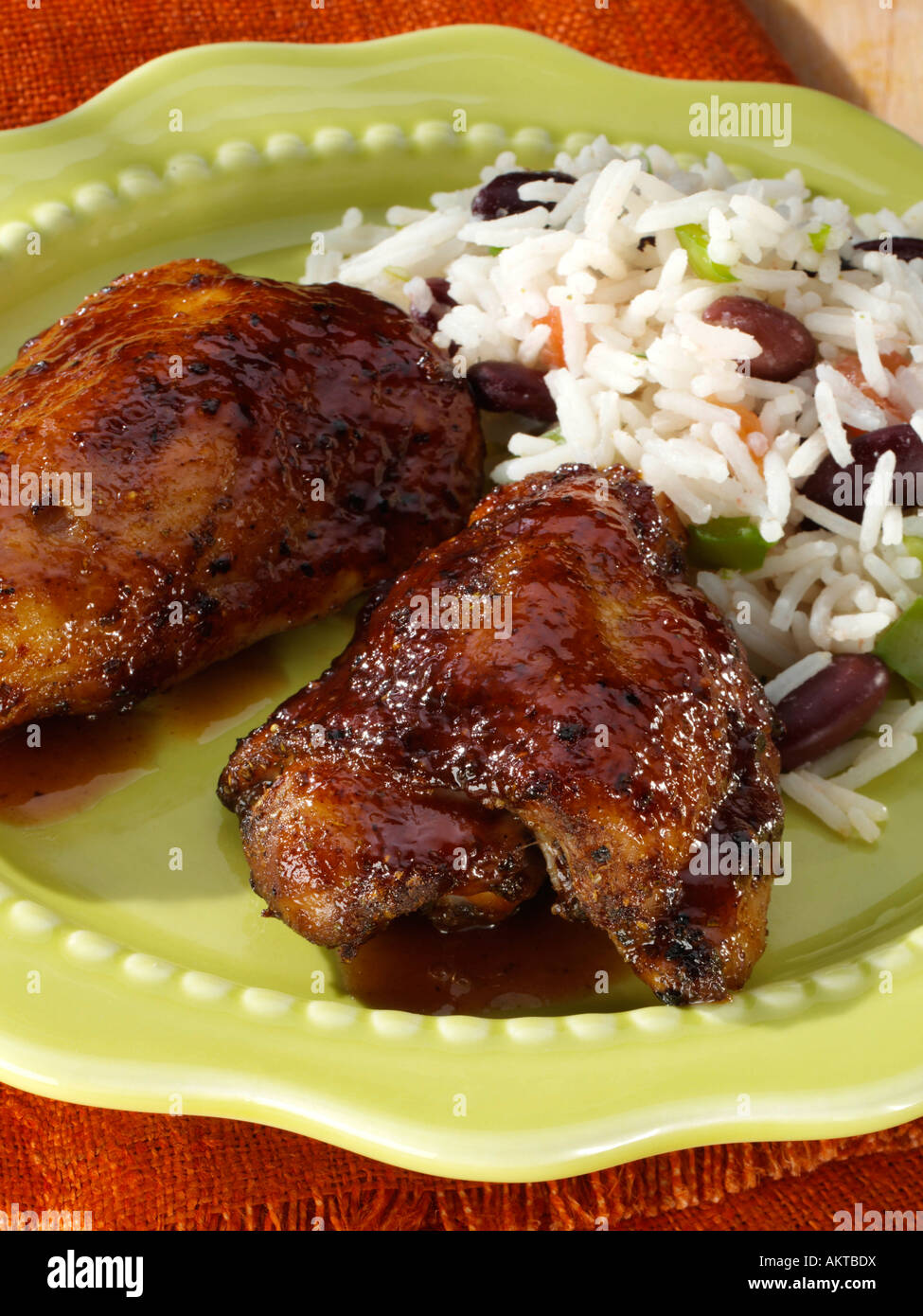 Jamaican chicken rice and peas hi-res stock photography and images - Alamy