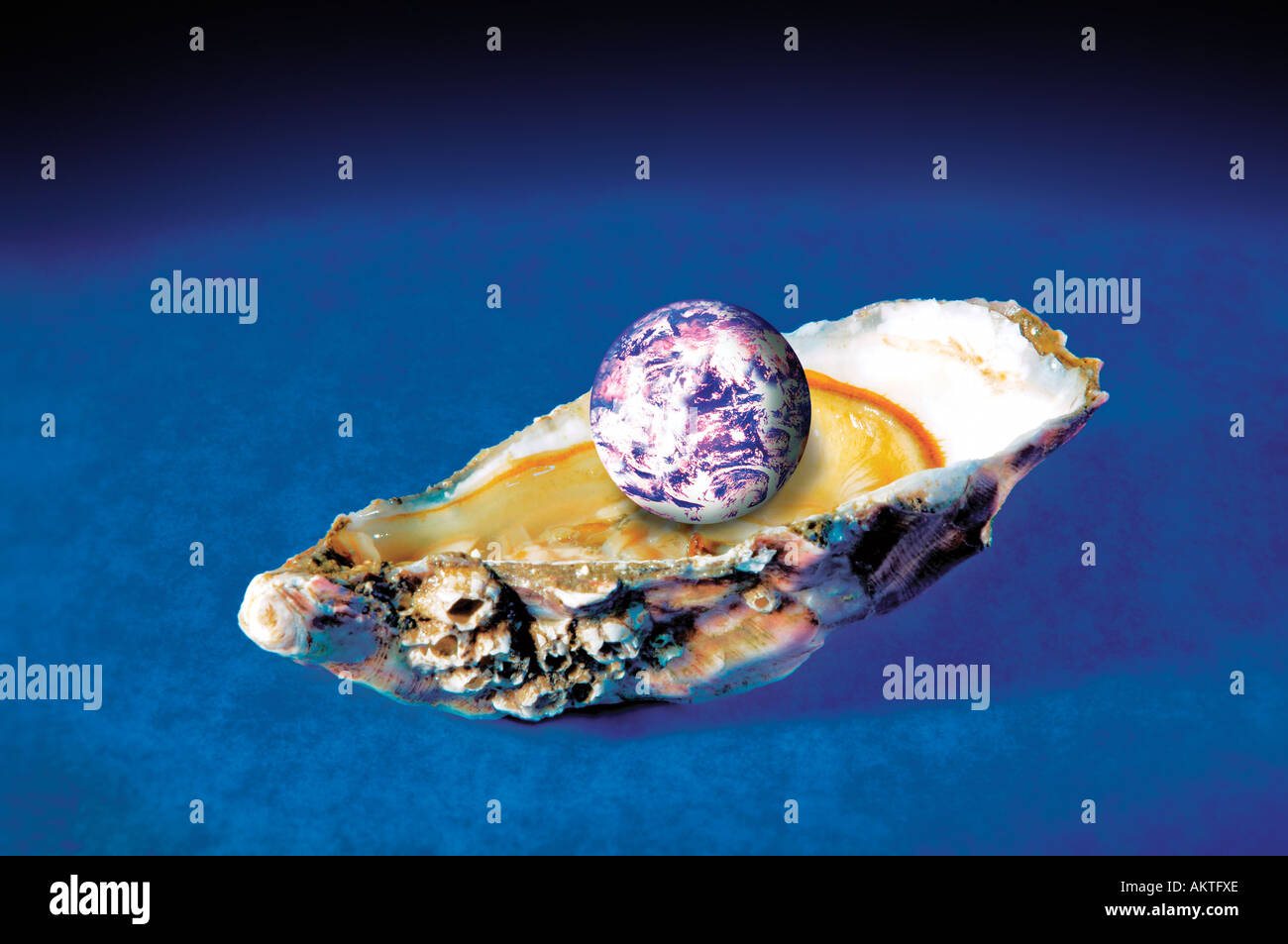 World Earth globe in oyster shell Stock Photo - Alamy
