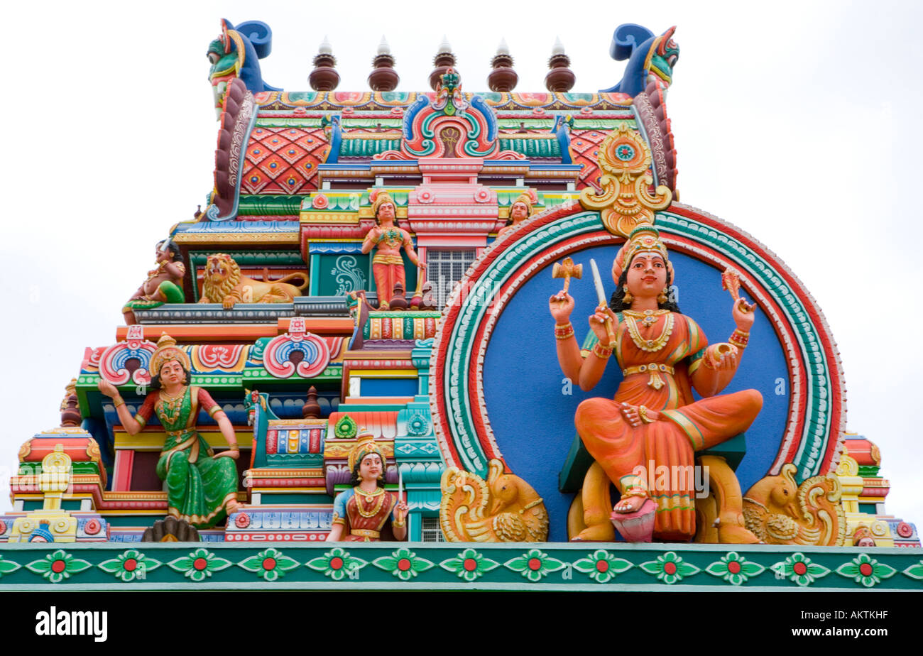 Hindu Temple detail at SainteClotilde in Réunion Island Stock Photo