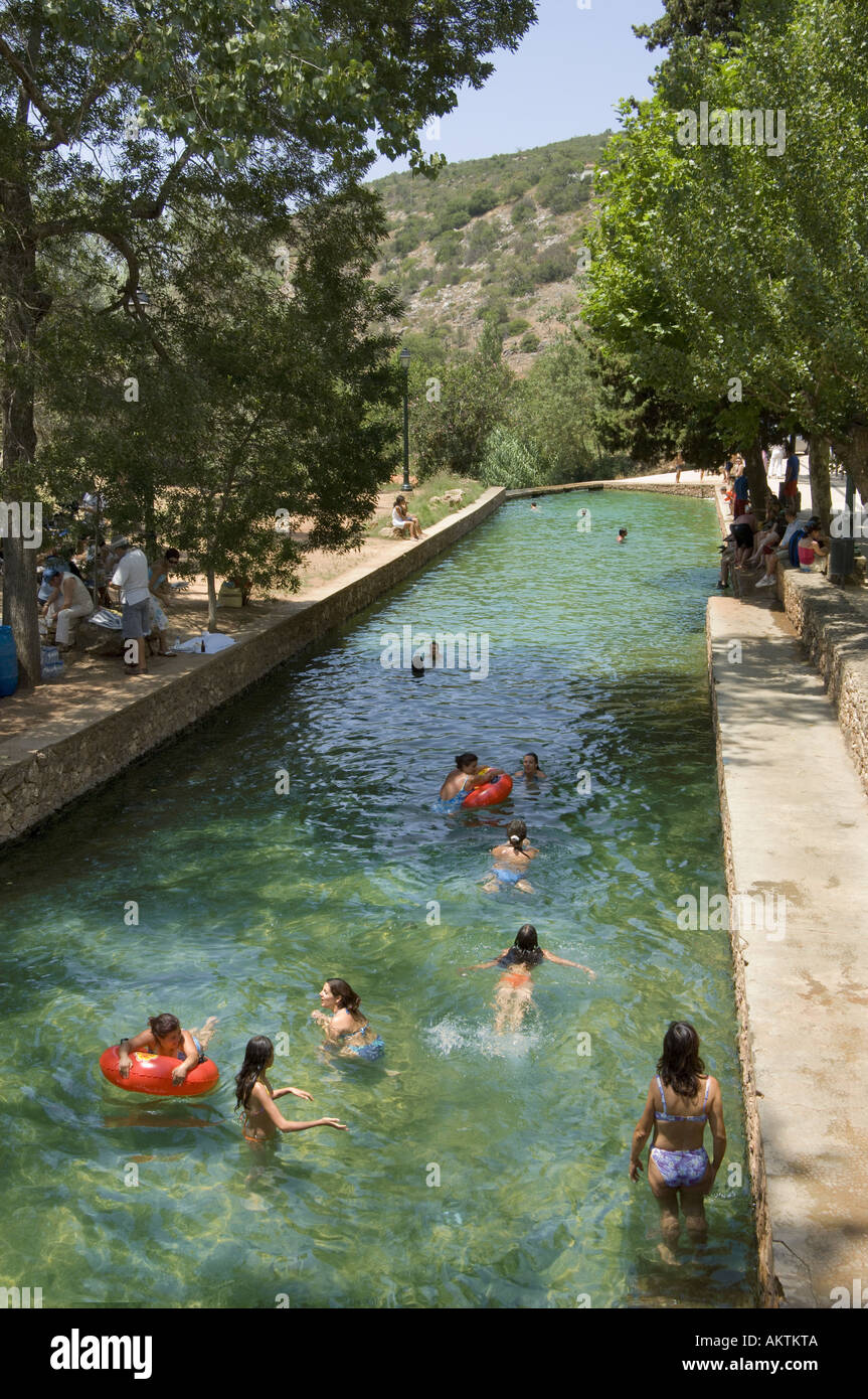Portugal the Algarve Alte river swimming pool at the Fonte Grande, in summer Stock Photo