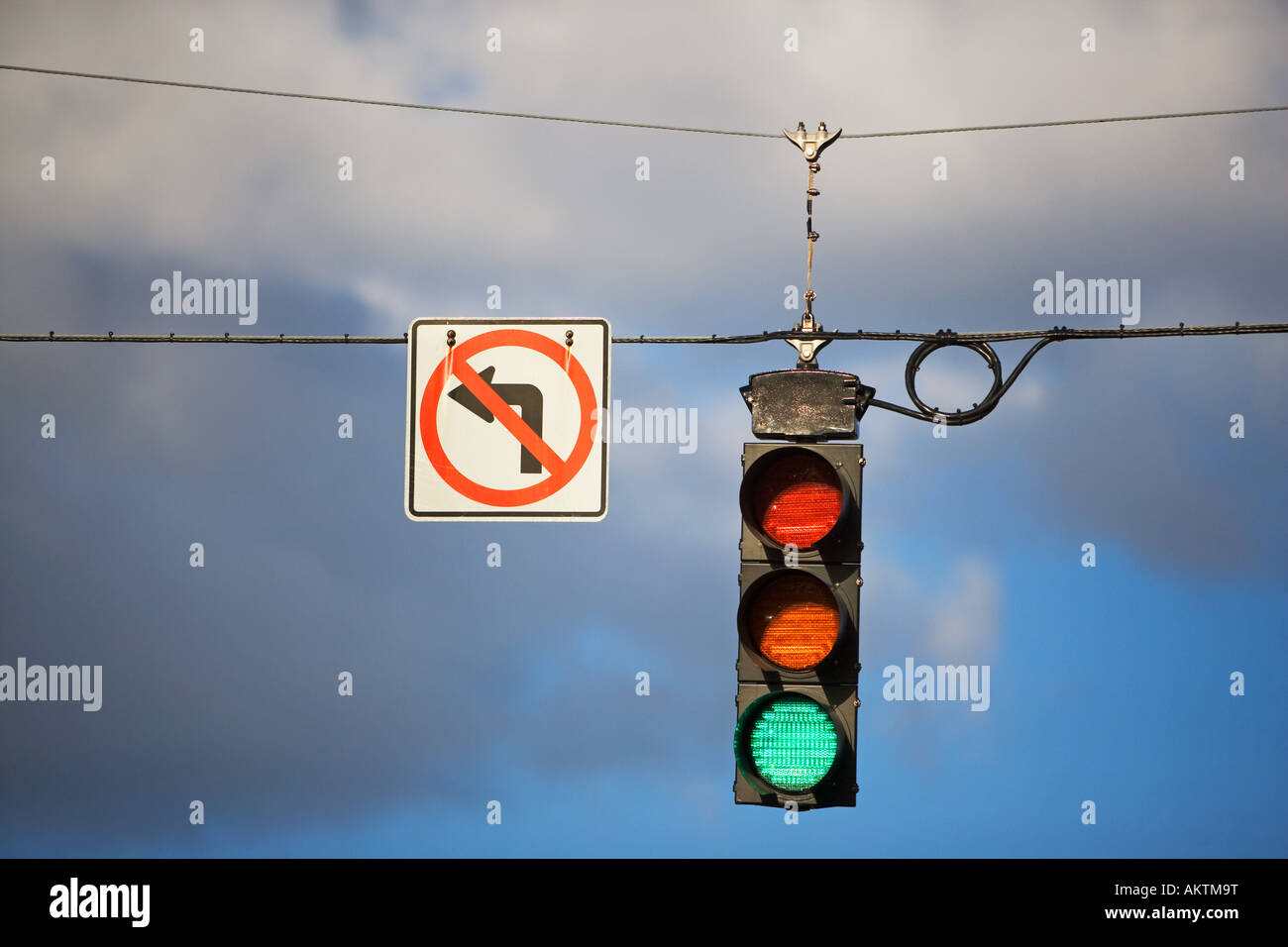 Sign and traffic lights Stock Photo - Alamy