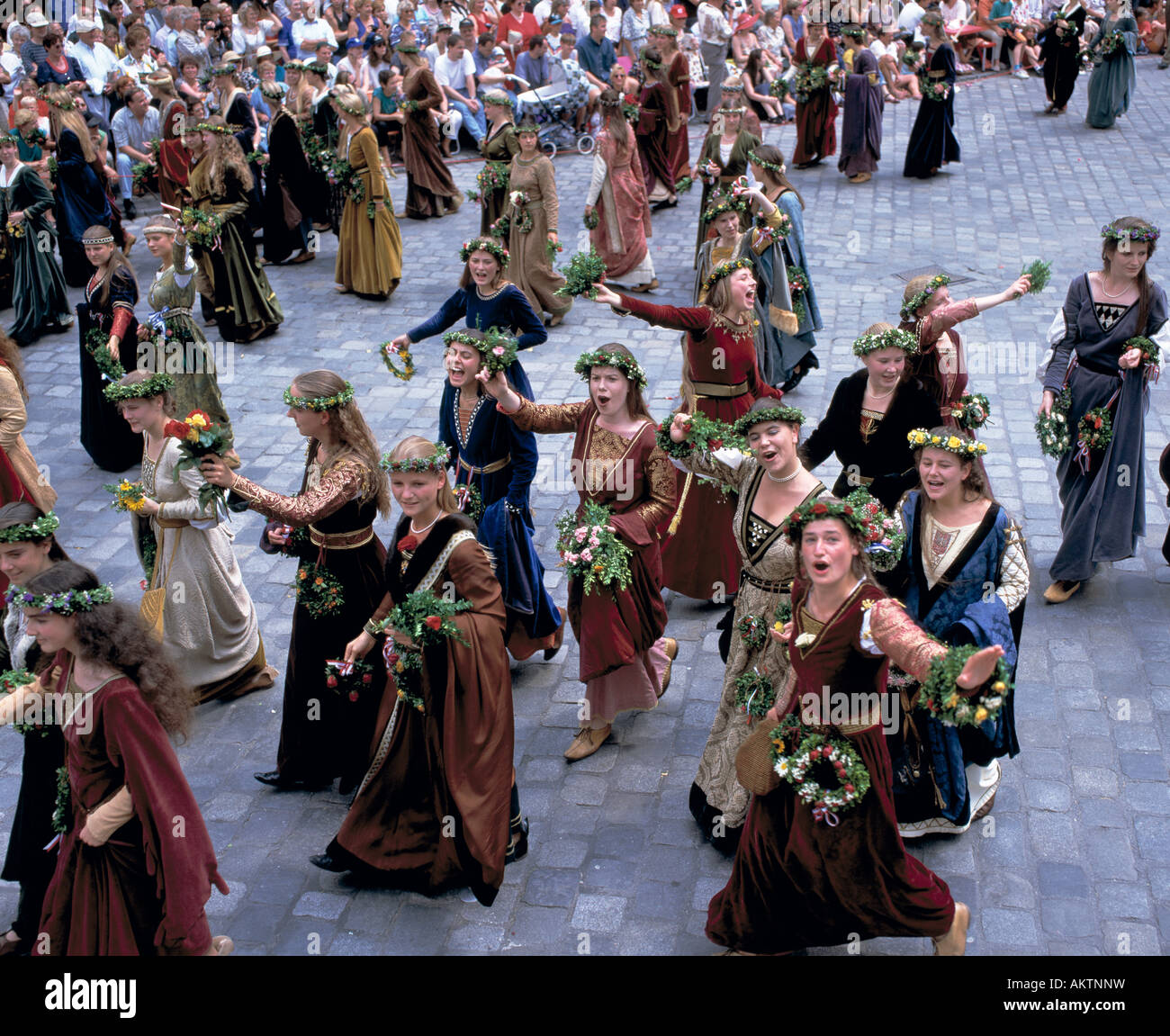 D-Landshut, Isar, Lower Bavaria, Bavaria, festivity, Landshut Princely Wedding, history, parade, wedding procession, old city, crowd of spectators Stock Photo