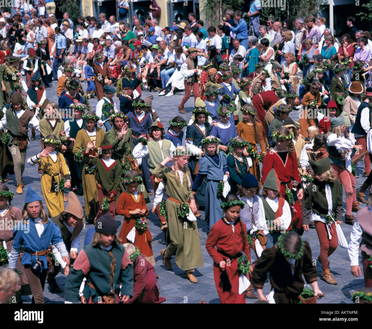 D-Landshut, Isar, Lower Bavaria, Bavaria, festivity, Landshut Princely Wedding, history, parade, wedding procession, old city, crowd of spectators Stock Photo