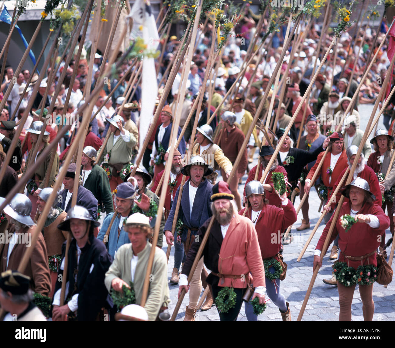 D-Landshut, Isar, Lower Bavaria, Bavaria, festivity, Landshut Princely Wedding, history, parade, wedding procession, old city, crowd of spectators Stock Photo