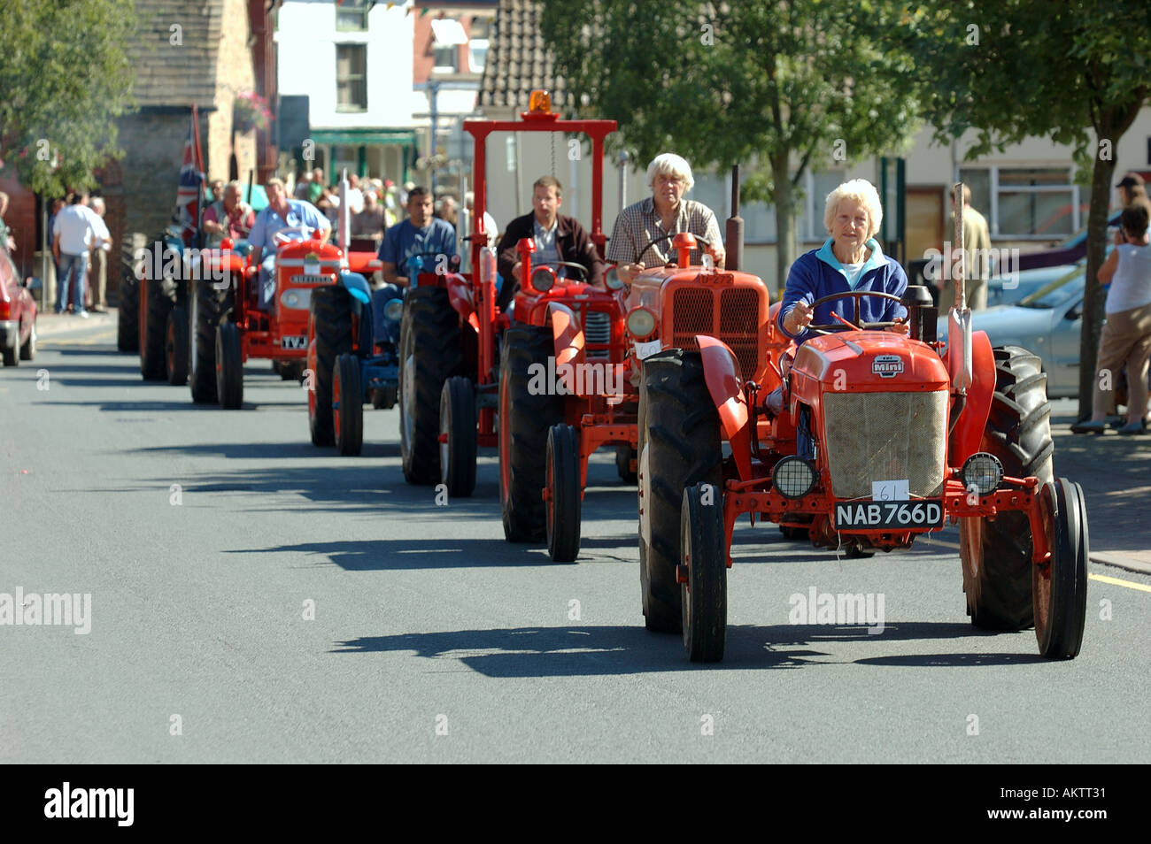 Vintage tractors arriving for Kington Vintage Show Stock Photo