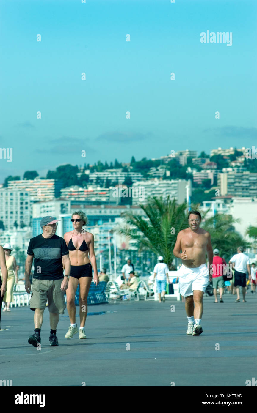 Nice France, Street Scene, Men Women Walking and Jogging on "Promenade des  Anglais" in Bathing Suits "people running Stock Photo - Alamy