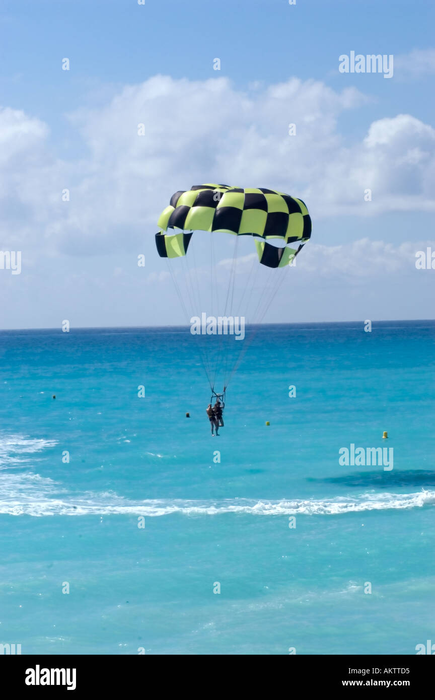 Nice France Beach Scene Couple Parachute Water Skiing on Mediterranean