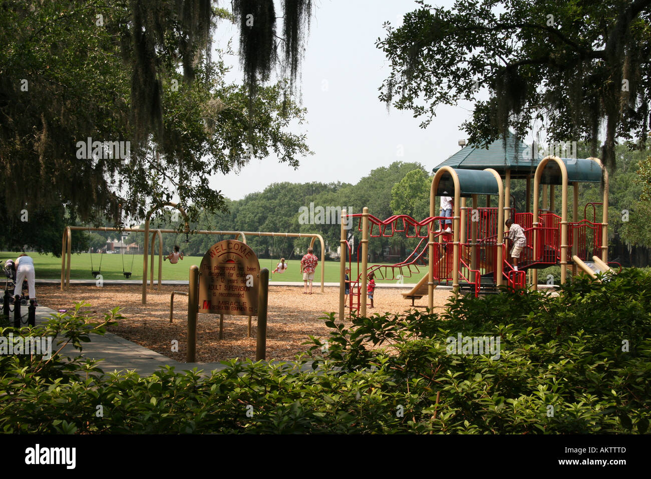 Playground in Forsyth Park Savannah Georgia USA Stock Photo