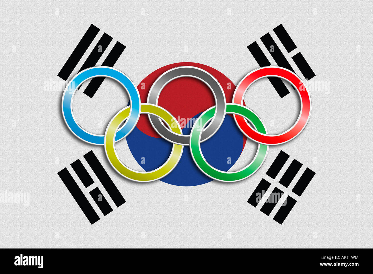 Flag of South Korea with olympic symbol Stock Photo Alamy