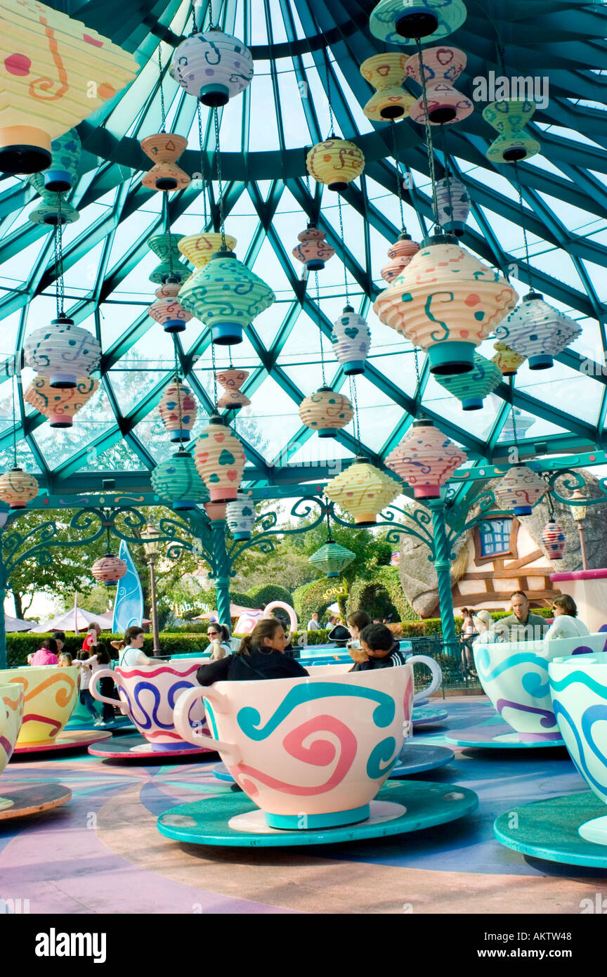 Paris FRANCE, Amusement Parks, Disneyland Paris, People on Teacup Ride
