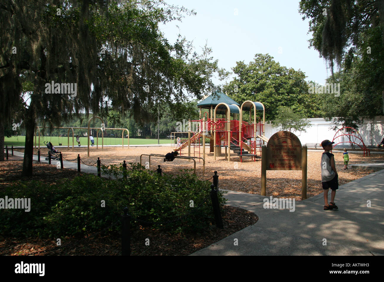 Playground in Forsyth Park Savannah, Georgia, USA. Stock Photo