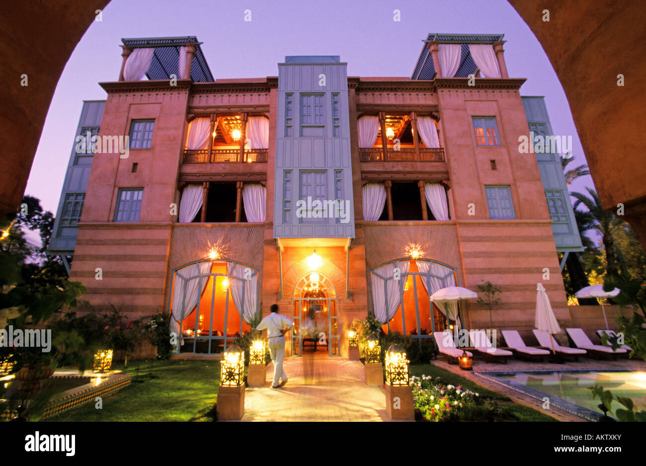 Morocco, Marrakesh, Dar Rhizlane 5 star hotel in Hivernage District Stock Photo