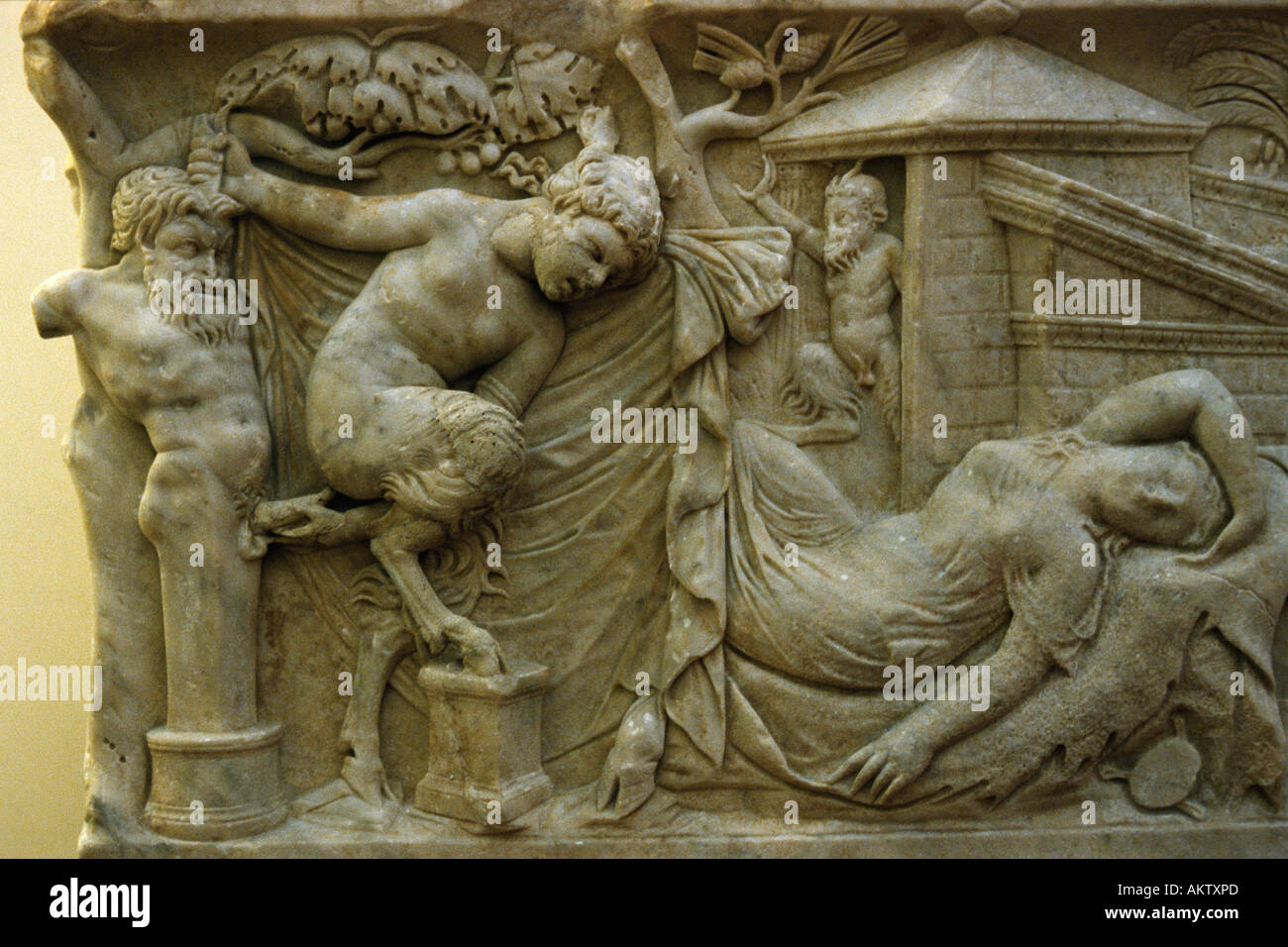 Naples. Italy. Gabinetto Segreto, National Archaeological Museum. Farnese  Sarcophagus with Bacchanal Stock Photo - Alamy