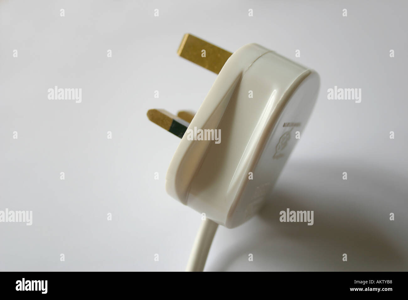 3 pin plug electric british and Irish standard side view Stock Photo