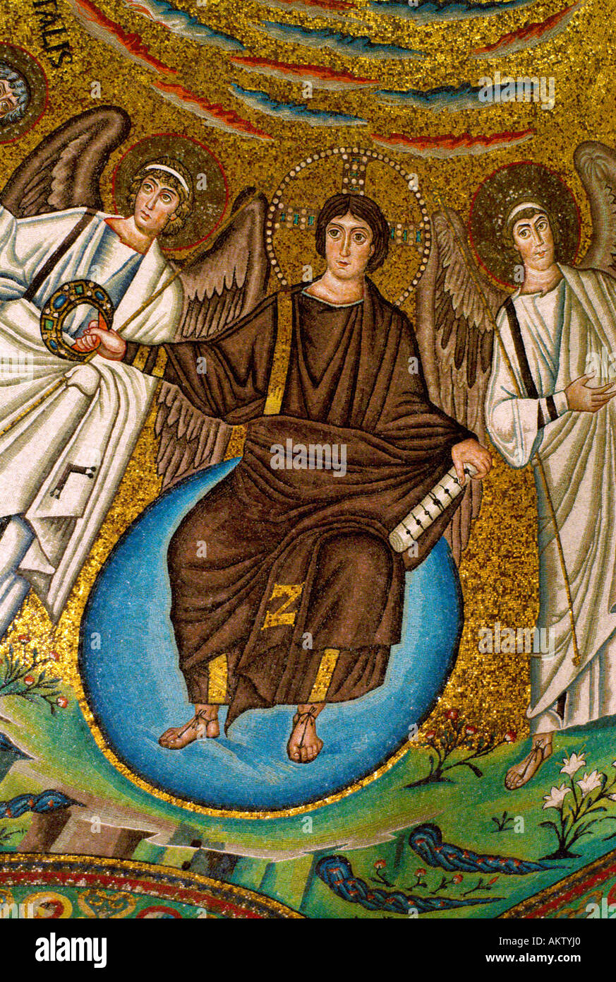 Ravenna Italy 6th C AD mosaic depicting Christ as creator of the cosmos Basilica di San Vitale Stock Photo