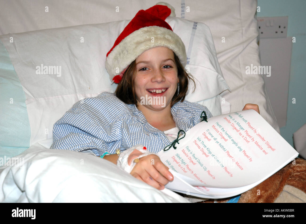 child in hospital for Christmas Stock Photo