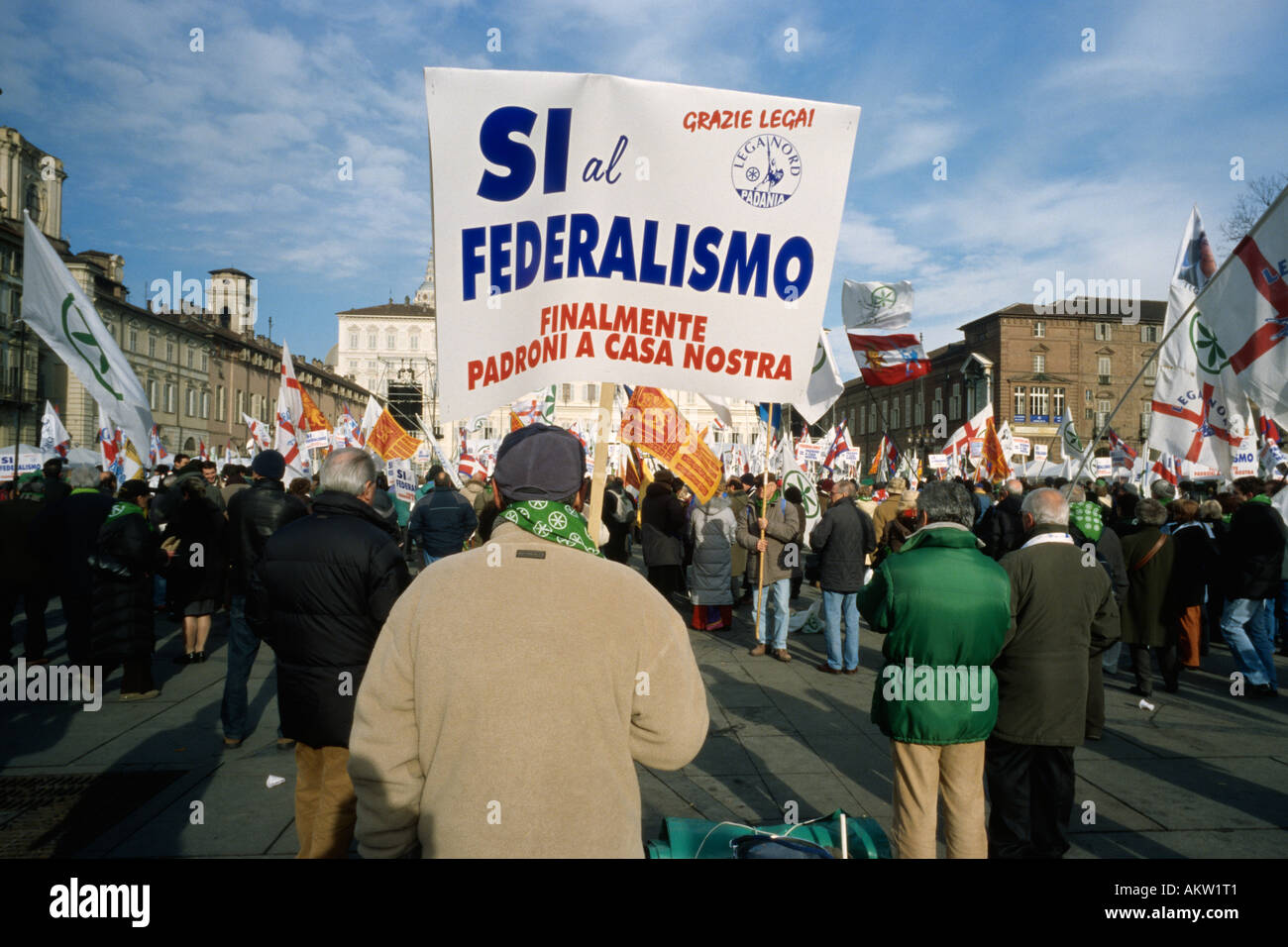 Turin Italy Lega Nord supporters at a rally in central Turin Stock Photo -  Alamy