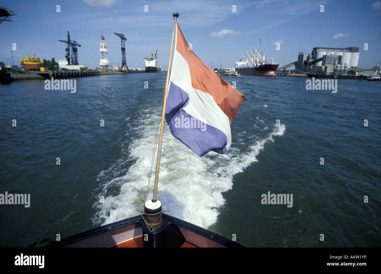 Rotterdam inland shipping on the Dutch rivers a ship leaving the port ...