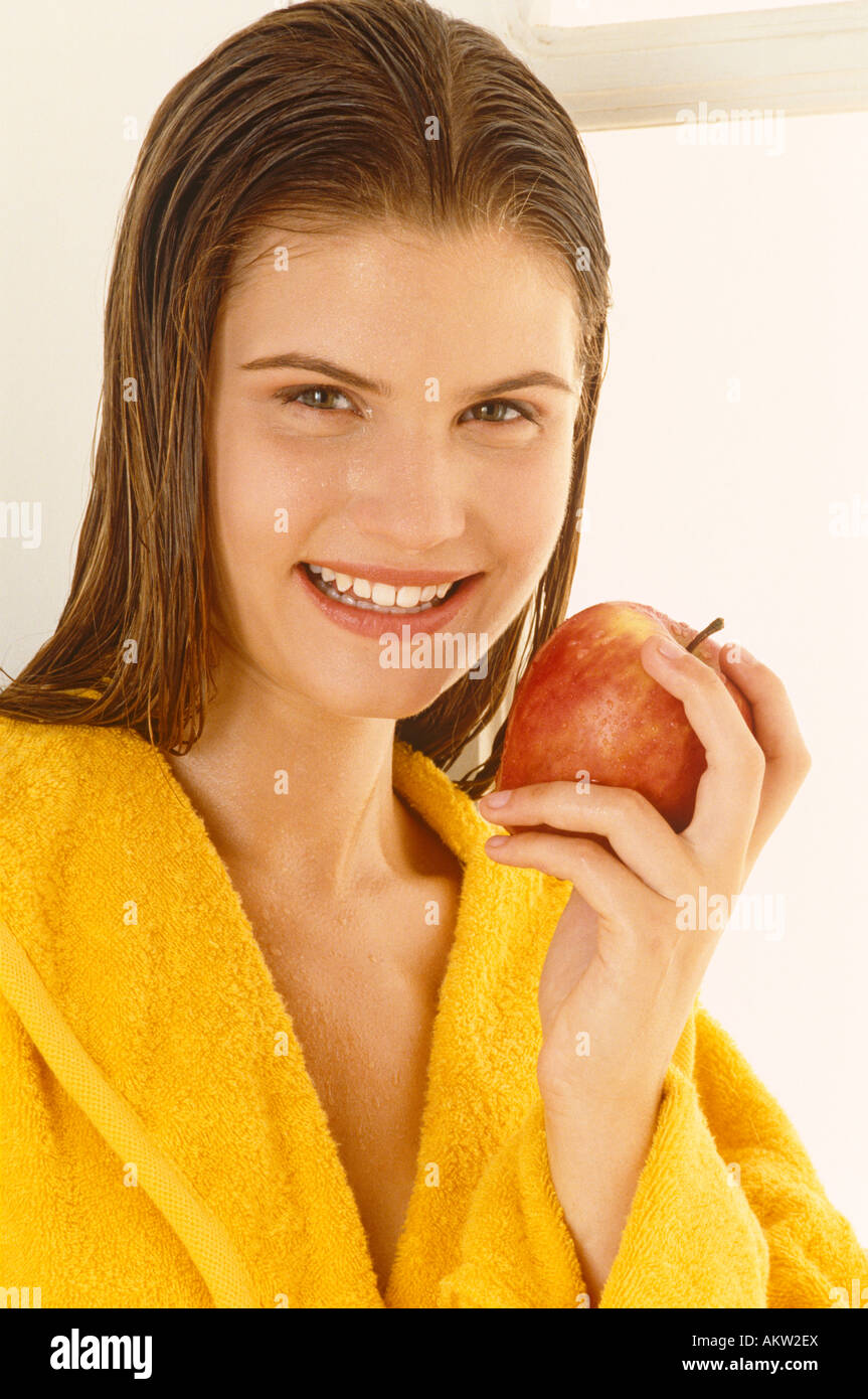 Girl with an apple Stock Photo