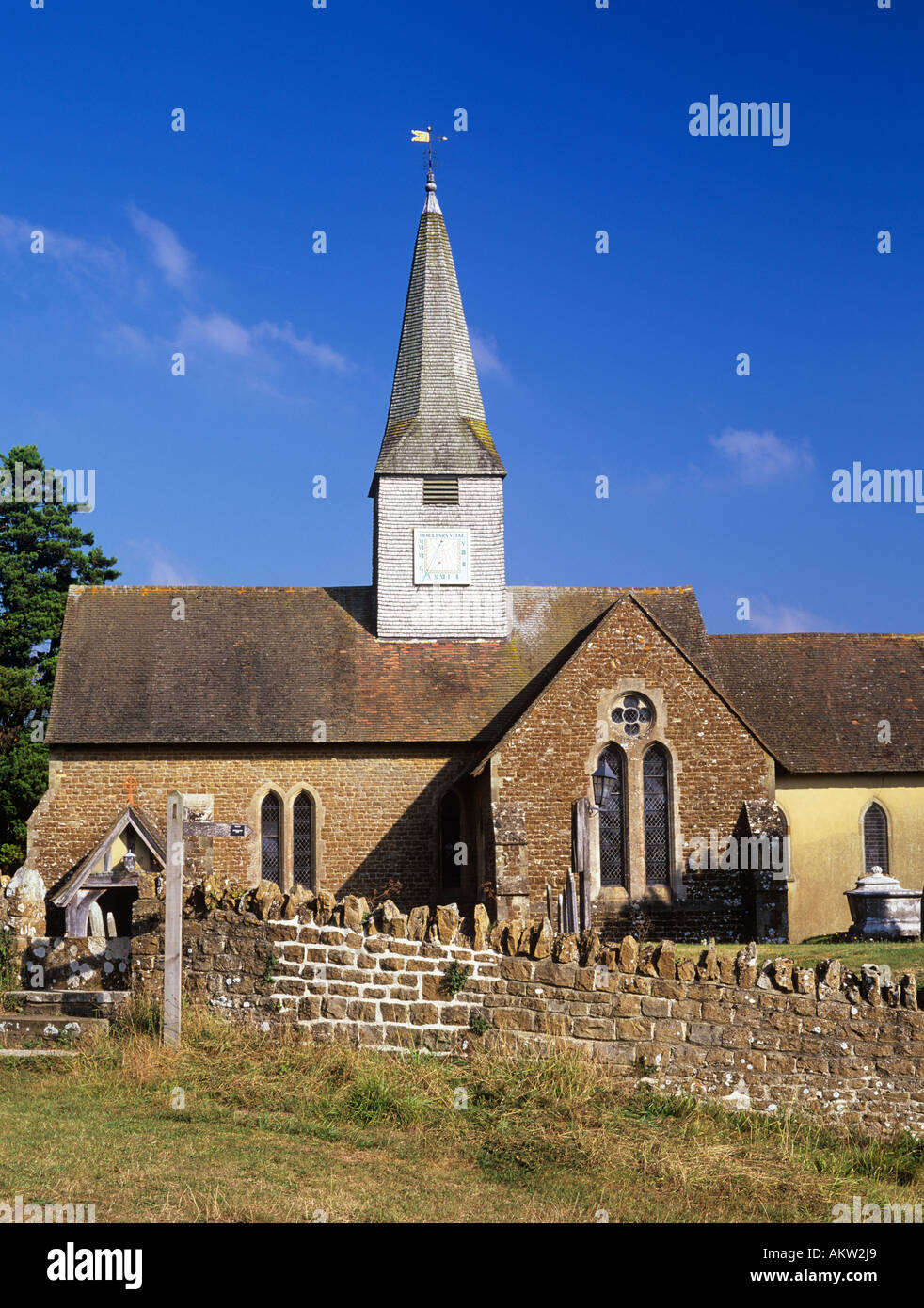 THURSLEY PARISH CHURCH of 'St Michael of all Angels' lies on the 'Greensand Way' Thursley Surrey England UK Stock Photo