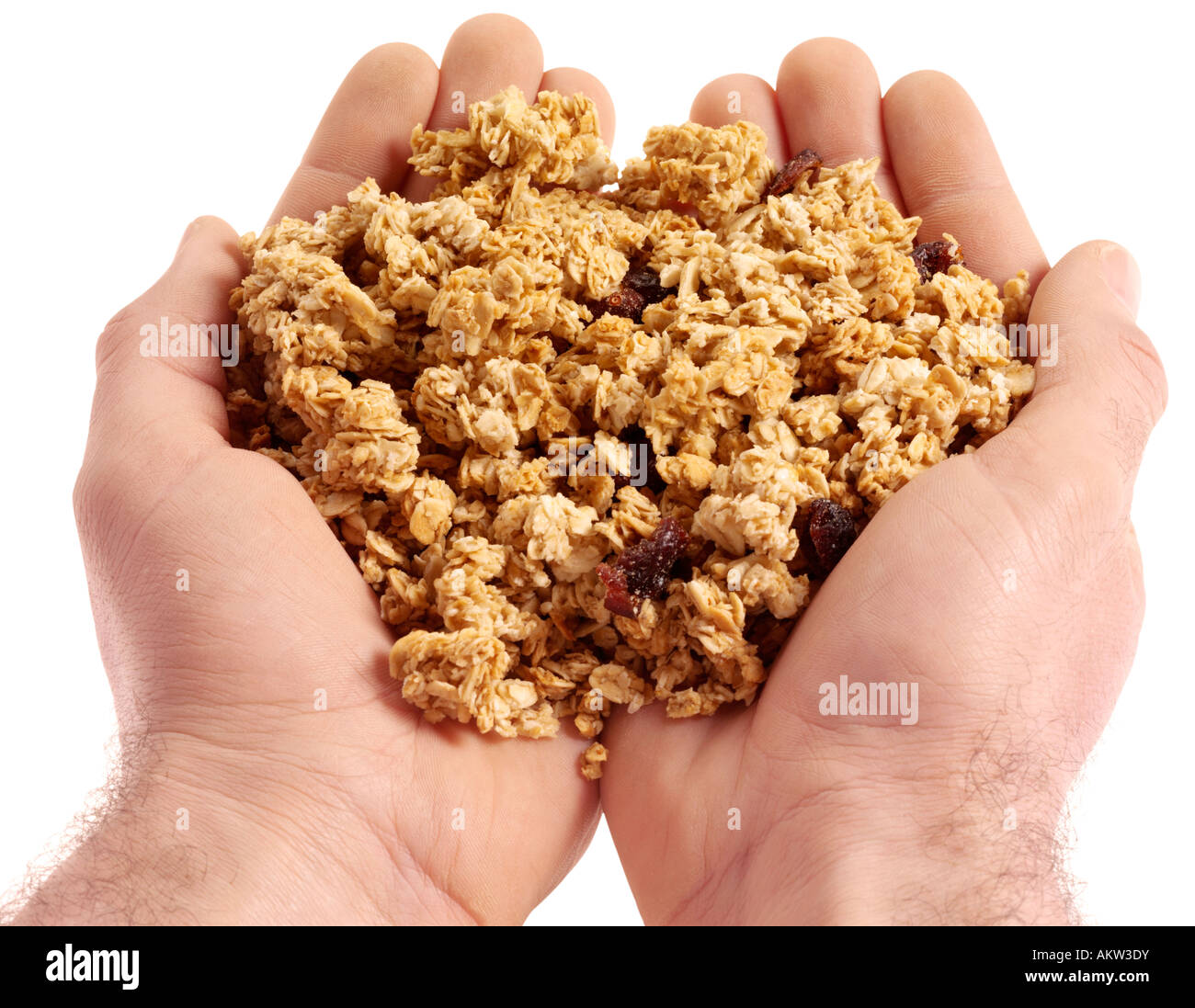 HANDFUL OF GRANOLA Stock Photo