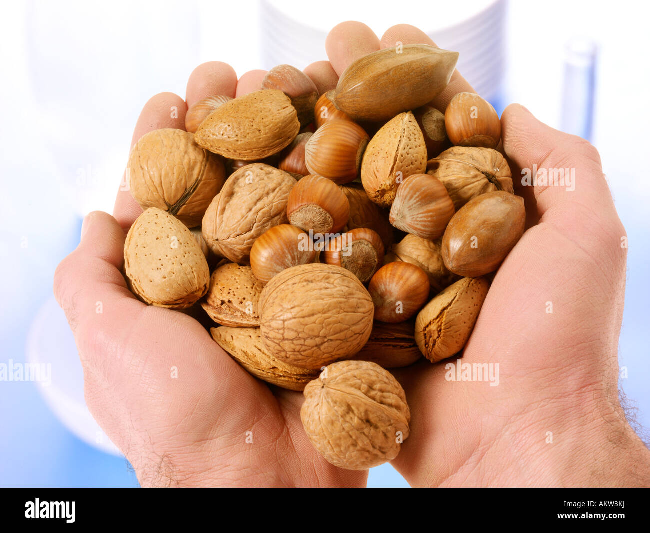HANDFUL OF MIXED NUTS Stock Photo