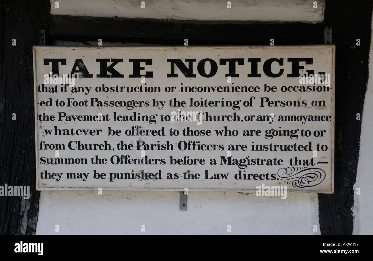 Take Notice sign at All Saints Church Staplehurst Stock Photo